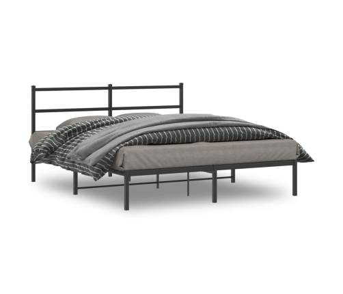 Estructura cama sin colchón con cabecero metal negro 150x200 cm