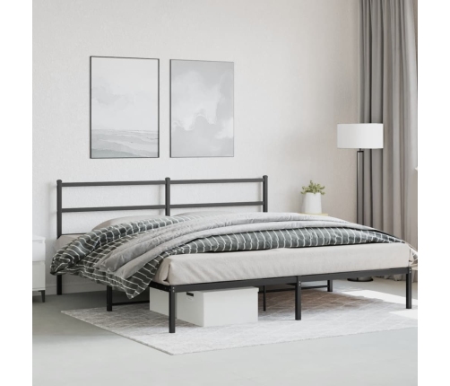 Estructura cama sin colchón con cabecero metal negro 183x213 cm