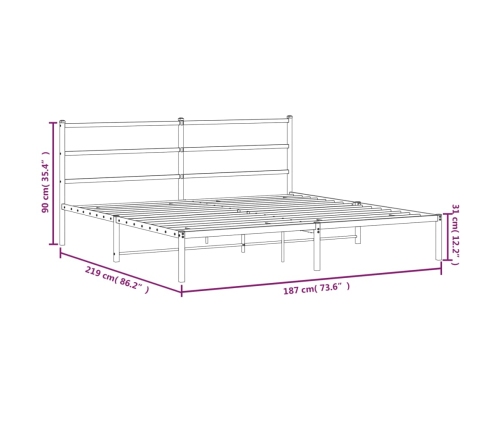 Estructura cama sin colchón con cabecero metal negro 183x213 cm