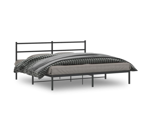 Estructura cama sin colchón con cabecero metal negro 183x213 cm