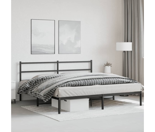 Estructura cama sin colchón con cabecero metal negro 193x203 cm