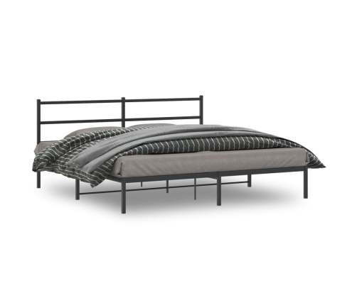 Estructura cama sin colchón con cabecero metal negro 200x200 cm