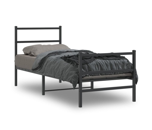 Estructura cama sin colchón con estribo metal negro 80x200 cm