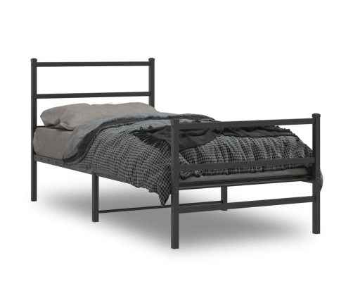 Estructura cama sin colchón con estribo metal negro 90x190 cm