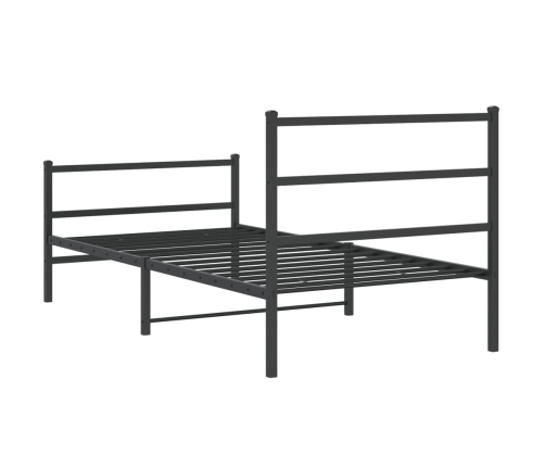 Estructura cama sin colchón con estribo metal negro 100x190 cm