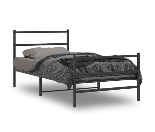 Estructura cama sin colchón con estribo metal negro 100x190 cm