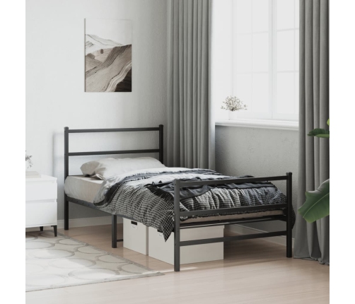 Estructura cama sin colchón con estribo metal negro 100x200 cm