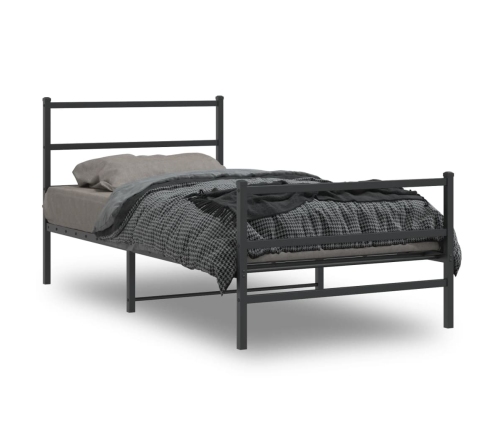 Estructura cama sin colchón con estribo metal negro 100x200 cm