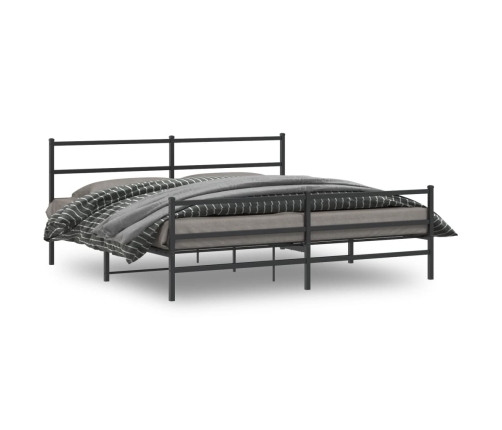 Estructura de cama con cabecero y estribo metal negro 180x200cm