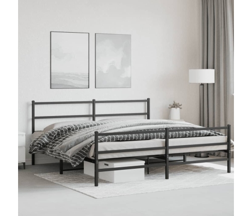 Estructura cama sin colchón con estribo metal negro 183x213 cm