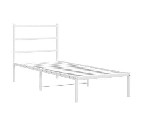 Estructura cama sin colchón con cabecero metal blanco 80x200 cm