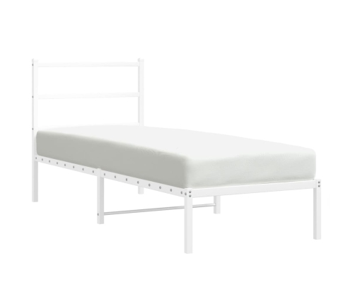 Estructura cama sin colchón con cabecero metal blanco 80x200 cm