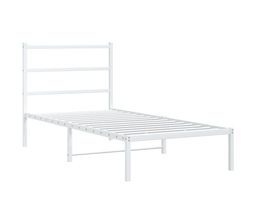 Estructura cama sin colchón con cabecero metal blanco 90x190 cm