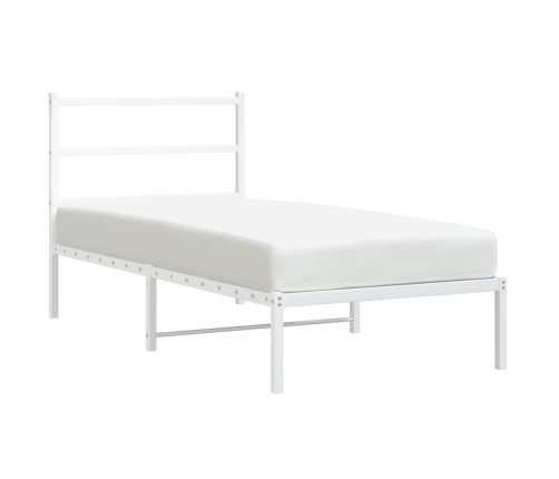 Estructura cama sin colchón con cabecero metal blanco 90x190 cm