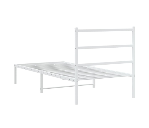 Estructura cama sin colchón con cabecero metal blanco 90x190 cm