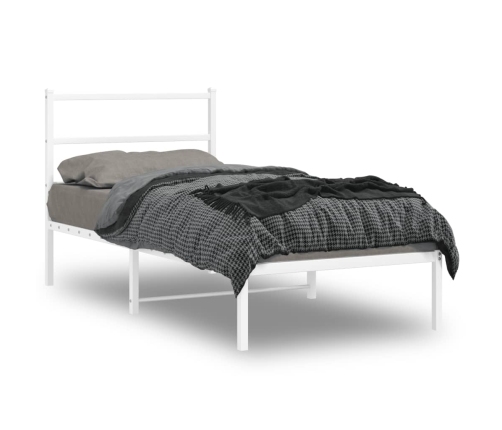 Estructura cama sin colchón con cabecero metal blanco 90x190 cm