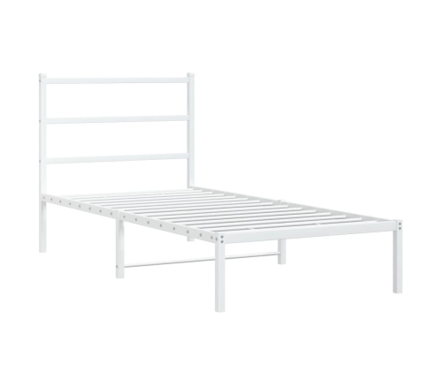 Estructura cama sin colchón con cabecero metal blanco 90x200 cm