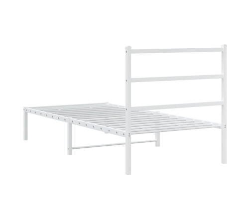 Estructura cama sin colchón con cabecero metal blanco 90x200 cm