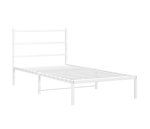 Estructura cama sin colchón con cabecero metal blanco 100x190cm