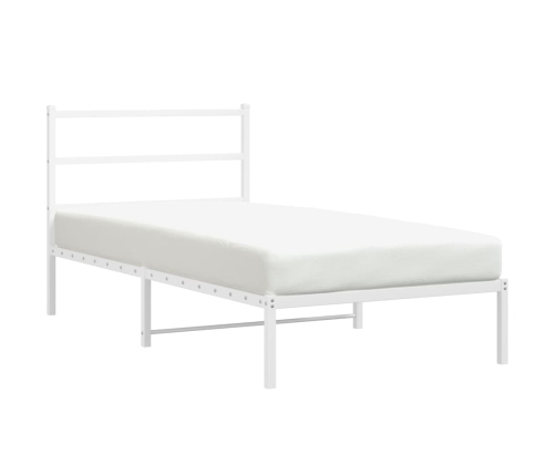 Estructura cama sin colchón con cabecero metal blanco 100x190cm