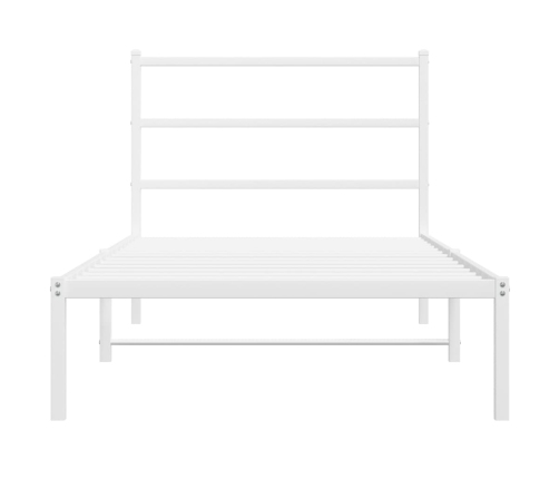 Estructura cama sin colchón con cabecero metal blanco 100x190cm