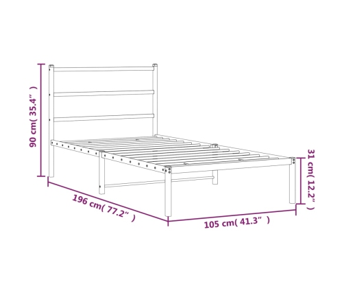 Estructura cama sin colchón con cabecero metal blanco 100x190cm