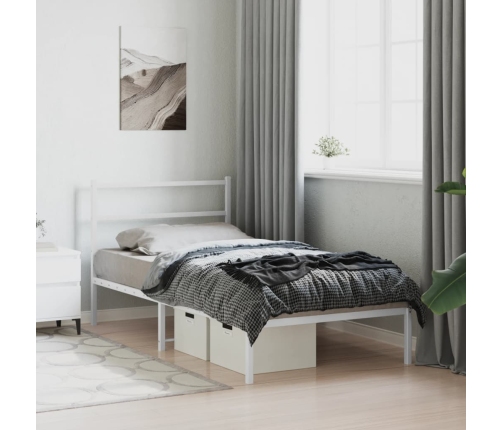 Estructura cama sin colchón con cabecero metal blanco 100x200cm