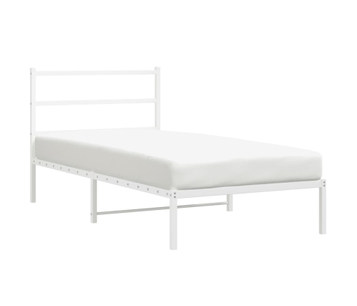 Estructura cama sin colchón con cabecero metal blanco 100x200cm