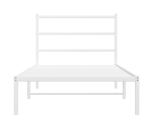 Estructura cama sin colchón con cabecero metal blanco 100x200cm