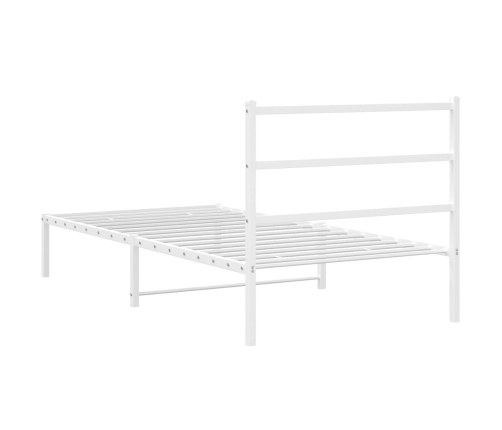 Estructura cama sin colchón con cabecero metal blanco 100x200cm