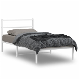 Estructura cama sin colchón con cabecero metal blanco 100x200cm
