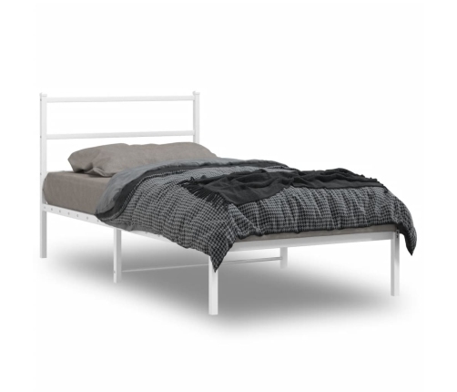 Estructura cama sin colchón con cabecero metal blanco 100x200cm