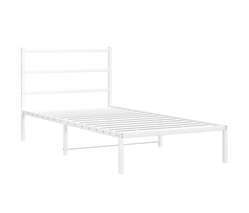 Estructura cama sin colchón con cabecero metal blanco 107x203cm