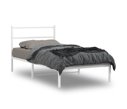 Estructura cama sin colchón con cabecero metal blanco 107x203cm