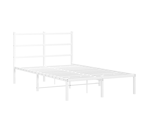 Estructura cama sin colchón con cabecero metal blanco 120x190cm