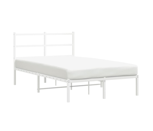 Estructura cama sin colchón con cabecero metal blanco 120x190cm