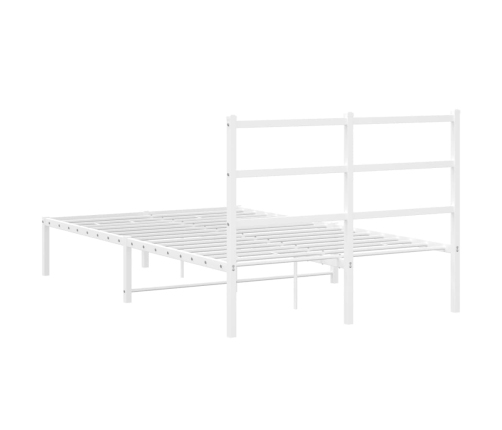 Estructura cama sin colchón con cabecero metal blanco 120x190cm