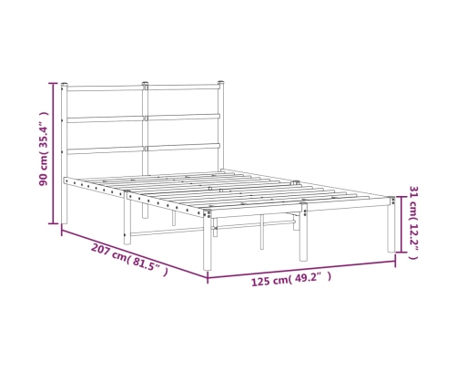 Estructura cama sin colchón con cabecero metal blanco 120x200cm