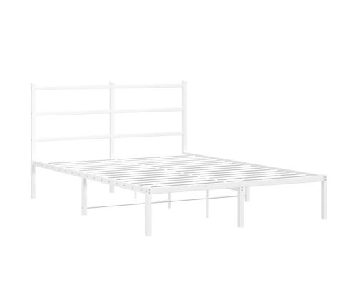 Estructura cama sin colchón con cabecero metal blanco 140x190cm