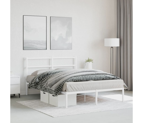 Estructura cama sin colchón con cabecero metal blanco 140x190cm