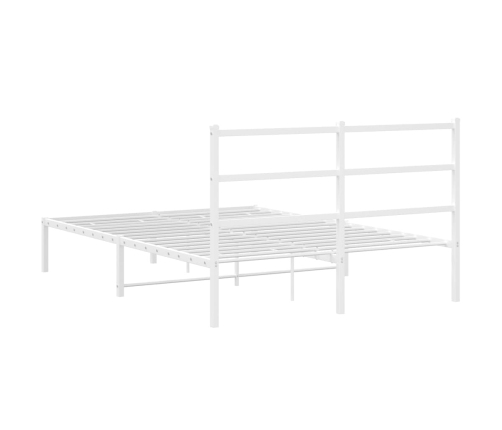 Estructura cama sin colchón con cabecero metal blanco 140x190cm