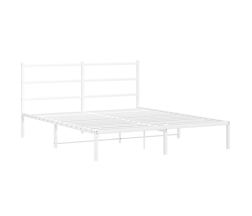 Estructura cama sin colchón con cabecero metal blanco 150x200cm