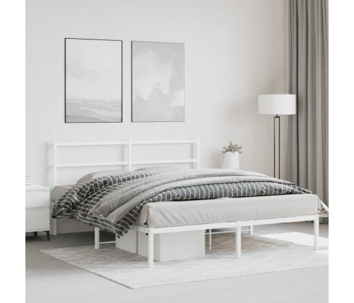 Estructura cama sin colchón con cabecero metal blanco 150x200cm