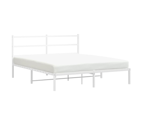 Estructura cama sin colchón con cabecero metal blanco 150x200cm