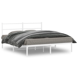 Estructura cama sin colchón con cabecero metal blanco 150x200cm
