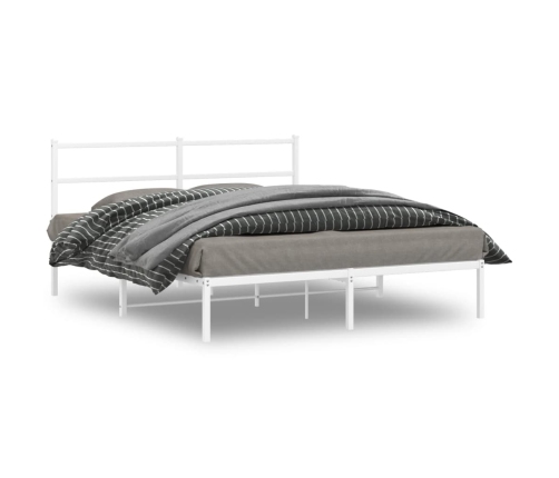 Estructura cama sin colchón con cabecero metal blanco 150x200cm