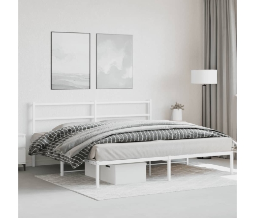 Estructura cama sin colchón con cabecero metal blanco 200x200cm