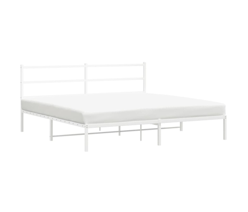 Estructura cama sin colchón con cabecero metal blanco 200x200cm