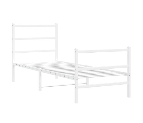 Estructura cama metal con cabecero y estribo blanco 75x190 cm