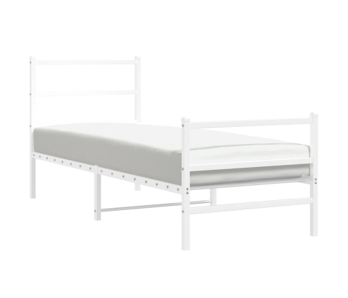 Estructura cama metal con cabecero y estribo blanco 75x190 cm